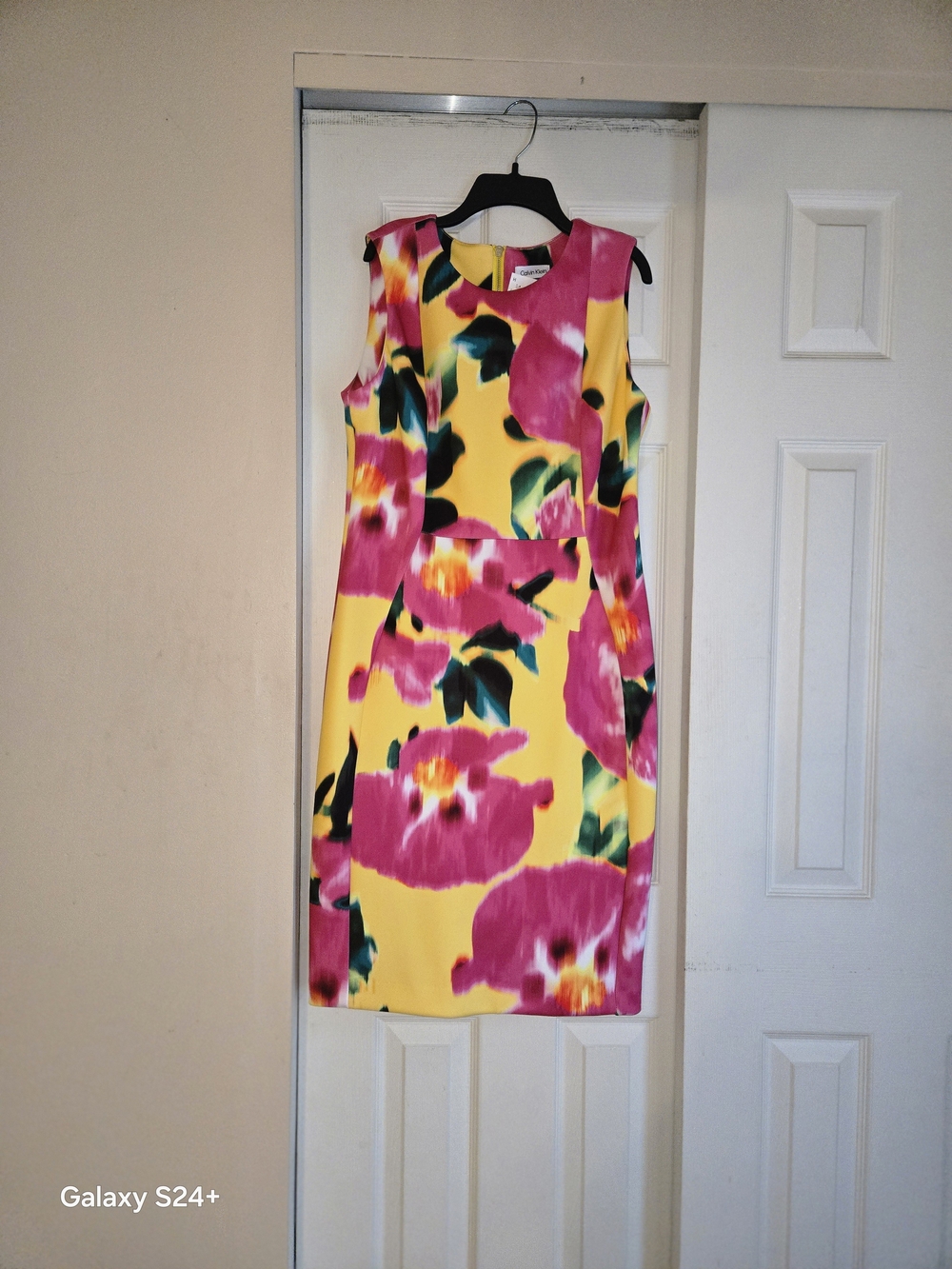 Calvin Klein Yellow & Pink Floral Sheath Dress - Picture 2 of 6